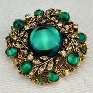 1950's Green Glass Circular Pin by ART